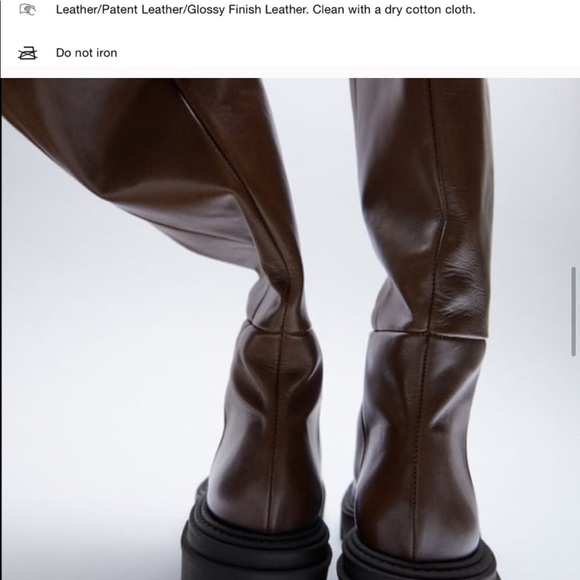 Zara Leather Brown Tall Boots 8 - Picture 11 of 16